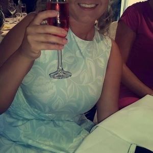 Hobbs blue and white floral print dress